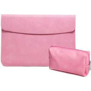 Horizontal Litchi Texture Laptop Bag Liner Bag For MacBook Pro 16 Inch A2141(Liner Bag+Power Bag Pink)