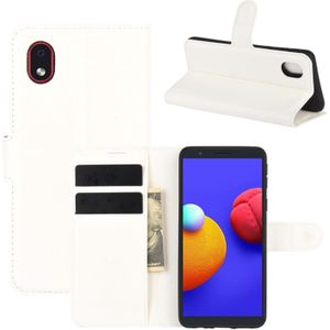 Voor Samsung Galaxy A01 Core / M01 Core Litchi Texture Horizontale Flip Beschermhoes met Holder & Card Slots & Wallet(Wit)