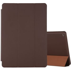 Voor iPad 10.2 horizontale flip smart lederen behuizing met drie opvouwbare houder (bruin)