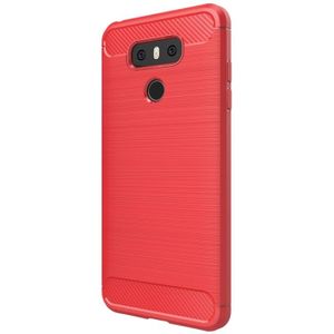 LG G6 schokbestendig Geborsteld koolstofvezel structuur TPU back cover Hoesje (rood)