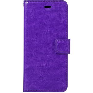 Voor iPhone X Crazy Horse textuur horizontaal flip lederen draagtas met houder & Card Slots & portemonnee & Foto Frame(Purple)