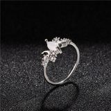 Witte opaal ring vrouwen kristallen verlovingsringen  Ringmaat: 8 (zilver)