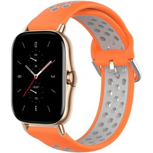 Voor Amazfit GTS 2 20 mm geperforeerde ademende sport siliconen horlogeband (oranje + grijs)