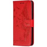 Feather patroon Litchi textuur horizontale Flip lederen draagtas met portemonnee & houder & kaartsleuven voor Galaxy S10 (rood)
