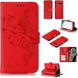 Feather patroon Litchi textuur horizontale Flip lederen draagtas met portemonnee & houder & kaartsleuven voor Galaxy S10 (rood)