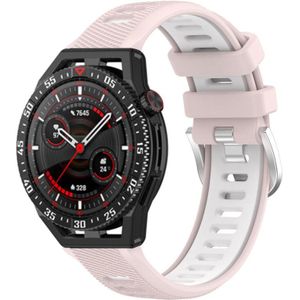 Voor Huawei Watch GT3 SE 22 mm sport tweekleurige stalen gesp siliconen horlogeband (roze + wit)