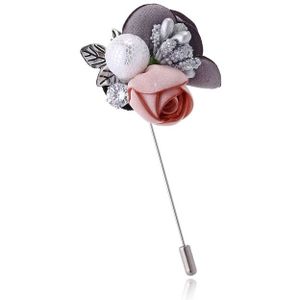 Fashion handgemaakte stof bloem kant parel broche (roze)