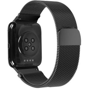 Voor OPPO Watch 46MM Smart Watch Milanese Stainless Steel Metal Strap(Zwart)