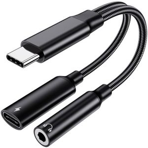 USB-C / Type-C Mannelijk naar 3 5 mm + Type-C Vrouw 2 in 1 Audio-adapter Digitale AUX-adapterkabel