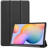 Voor Galaxy Tab S6 Lite 10 4 inch Custer Pattern Pure Color Horizontal Flip Leather Case met drie opvouwbare houder (zwart)