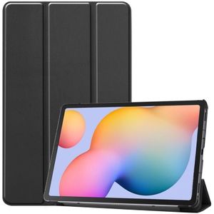 Voor Galaxy Tab S6 Lite 10 4 inch Custer Pattern Pure Color Horizontal Flip Leather Case met drie opvouwbare houder (zwart)