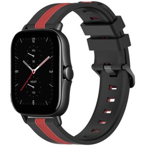 Voor Amazfit GTS 2E 20 mm verticale tweekleurige siliconen horlogeband (zwart + rood)
