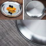 2 PCS roestvrij staal verdikte ronde plaat cafe lade fruit cake plaat botplaat schotel ondiepe plaat  diameter: 30cm  stijl: geborsteld mat zilver