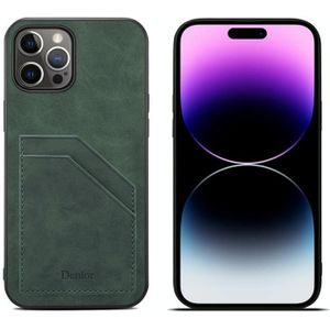 Voor iPhone 15 Pro Max Denior PU Dual Card Slot Back Cover Phone Case(Groen)