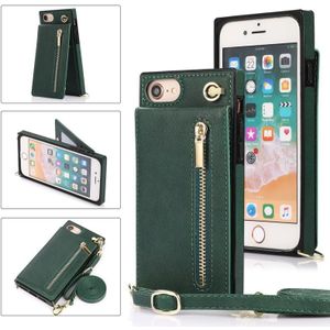 Cross-Body Rits Square TPU + PU Back Cover Case met Houder & Card Slots & Portemonnee & Band voor iPhone SE 2020 / 8/7