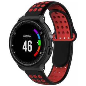 Voor Garmin Forerunner 230 tweekleurige geperforeerde ademende siliconen horlogeband (zwart + rood)