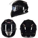 GXT Motorcycle Black Full Coverage Beschermende Helm Double Lens Motor Helm  Grootte: L