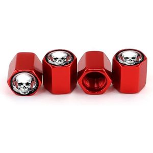 4 stks/set Headset Skeleton Metal Ventieldopjes Auto Universele Gemodificeerde Kleppendeksels (Rood)