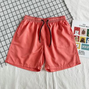 Zomer Losse Casual Solid Color Shorts Polyester Drawstring Beach Shorts voor mannen (Kleur: Watermeloen Rood Maat:XL)