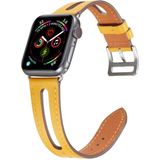 Top-grain Lederen Watchband Voor Apple Watch Series 6 & SE & 5 & 4 40mm / 3 & 2 & 1 38mm (Geel)