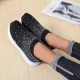 Lente en herfst strass vliegende geweven dames sneakers casual ademende schoenen  maat: 41