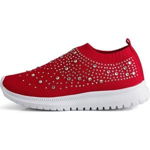 Lente en herfst strass vliegende geweven dames sneakers casual ademende schoenen  maat: 41