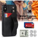 Crazy Horse Texture Shockproof TPU + PU Leather Case with Card Slot & Wrist Strap Holder For iPhone X / XS(Black)