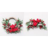 Sywa44 Christmas Red Silk Ornament PE White Pine Fruit Christmas Krans (50cm Half ring)