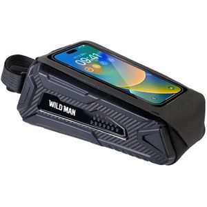 WILD MAN M90 EVA Hard Shell Mountainbike Mobiele telefoon Touchscreen Waterdichte voorbalktas (zwart grijs)