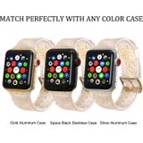 Voor Apple Watch Series 5 & 4 44mm / 3 & 2 & 1 42mm Glitter Siliconen Band(Goud)