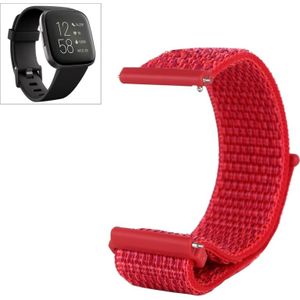 Voor Fitbit versa/versa 2 nylon horlogeband met haak en lus Bevestiger (rood)
