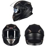 GXT Motorfiets Mat Zwart Full Coverage Beschermende Helm Dubbele Lens Motor Helm  Grootte: M