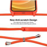 Voor iPhone 12 Crossbody Lanyard vloeibaar siliconen hoesje