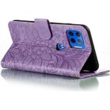 Voor Motorola Moto G5 Plus 5G Lace Flower Horizontale Flip Lederen case met Holder & Card Slots & Wallet & Photo Frame(Paars)