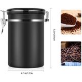 Koffie container RVS thee opberg kisten zwarte keuken Sotrage Canister koffie thee Caddies Teaware (zwart)