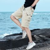 Zomer katoen effen kleur losse casual lading shorts voor mannen (kleur: Khaki Size: L)