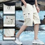 Zomer katoen effen kleur losse casual lading shorts voor mannen (kleur: Khaki Size: L)
