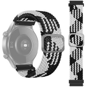 Voor Samsung Galaxy horloge 3 45 mm verstelbare nylon gevlochten elasticiteitsvervanging riem horlogeband (zwart wit)