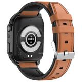 TK12 1 96 inch IP67 waterdichte lederen band smartwatch ondersteunt ECG / zorg voor gezinnen op afstand / Bluetooth-oproep / lichaamstemperatuurbewaking