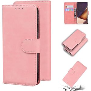 Voor Samsung Galaxy Note20 Ultra Skin Feel Pure Color Flip Leather Phone Case (Pink)