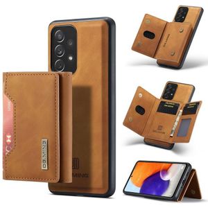 Voor Samsung Galaxy A73 5G DG.MING M2 Serie 3-voudige Multi Card Bag + Magnetic Phone Case (Brown)