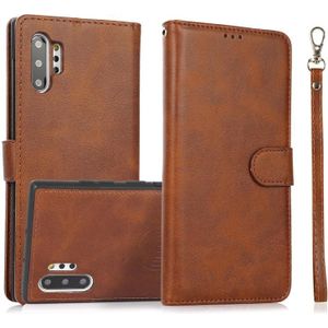 For Samsung Galaxy Note10+ Calf Texture 2 in 1 Detachable Magnetic Back Cover Horizontal Flip Leather Case with Holder & Card Slots & Wallet & Photo Frame(Brown)