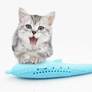 Catnip Cat Tanden Schoonmaken Siliconen Dolphin Toy (Blauw)