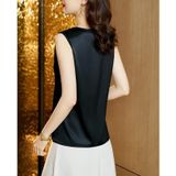 Satin Plus Size Vest (kleur: Zwart Gold Lines Grootte: XXL)