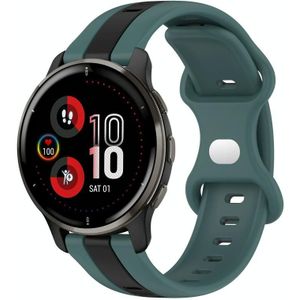 Voor Garmin Venu 2 Plus 20 mm vlindergesp tweekleurige siliconen horlogeband (groen + zwart)