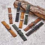 Smart Quick Release Horlogeband Crazy Horse Lederen Retro Strap voor Samsung Huawei  Afmeting: 20mm (Legergroen Zwart gesp)