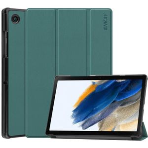 Voor Samsung Galaxy Tab A8 10.5 2021 Enkay Custer Texture Lederen Smart Tablet Case (Dark Green)