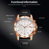 OCHSTIN 6068A multifunctioneel quartz waterdicht lichtgevend herenhorloge (rosgoud + wit + zwart)