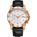 OCHSTIN 6068A multifunctioneel quartz waterdicht lichtgevend herenhorloge (rosgoud + wit + zwart)