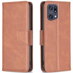 For OPPO Find X5 Pro Lambskin Texture Leather Phone Case(Brown)